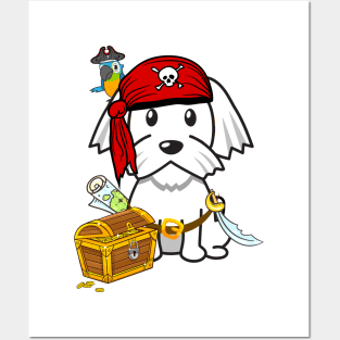 Cute white dog is a pirate Posters and Art